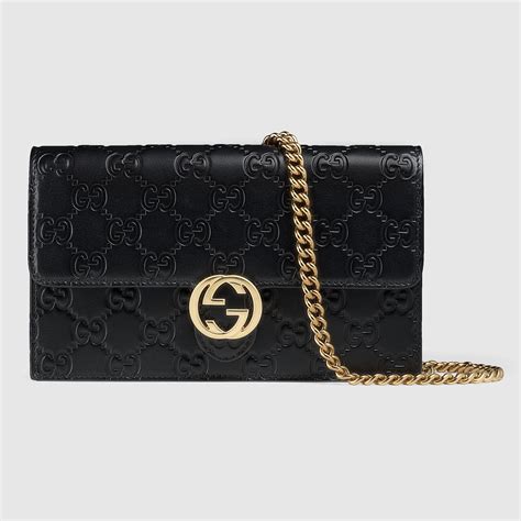 gucci icon leather wallet with chain|Gucci leather wallet women.